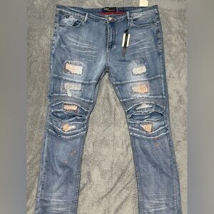 NWT Switch Remarkable Rinse Blue Orange Spots Men's Jeans Slim Fit size 42x34